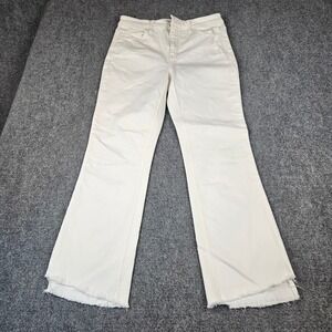 Flying Monkey White Flare Leg Jeans High Rise Raw Hem Distressed Size 29 F5245WH